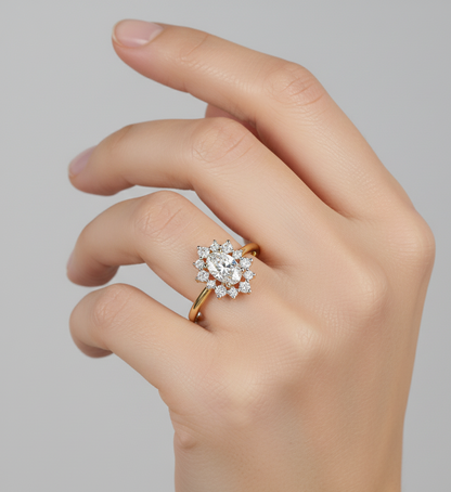 OVAL DIAMOND YELLOW GOLD SOLITAIRE RING 