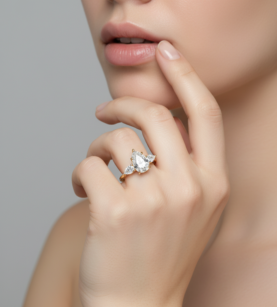 PEAR DIAMOND YELLOW GOLD SOLITAIRE RING ##YELLOW GOLD