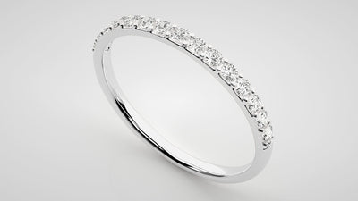 White gold lab-grown diamond half eternity band with sleek prong setting and D–F color, VVS clarity round diamonds #WHITE GOLD