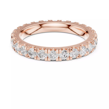 Rose gold lab-grown diamond eternity ring, VVS–VS+ D–F diamonds in U‑cut prong setting, fine lab-grown diamond jewelry band #ROSE GOLD