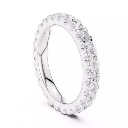 White gold lab-grown diamond eternity ring with VVS–VS+ D–F diamonds in prong setting, modern lab created diamond ring for US buyers #WHITE GOLD