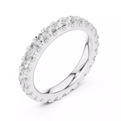 White gold lab-grown diamond eternity ring with VVS–VS+ D–F diamonds in prong setting, modern lab created diamond ring for US buyers #WHITE GOLD