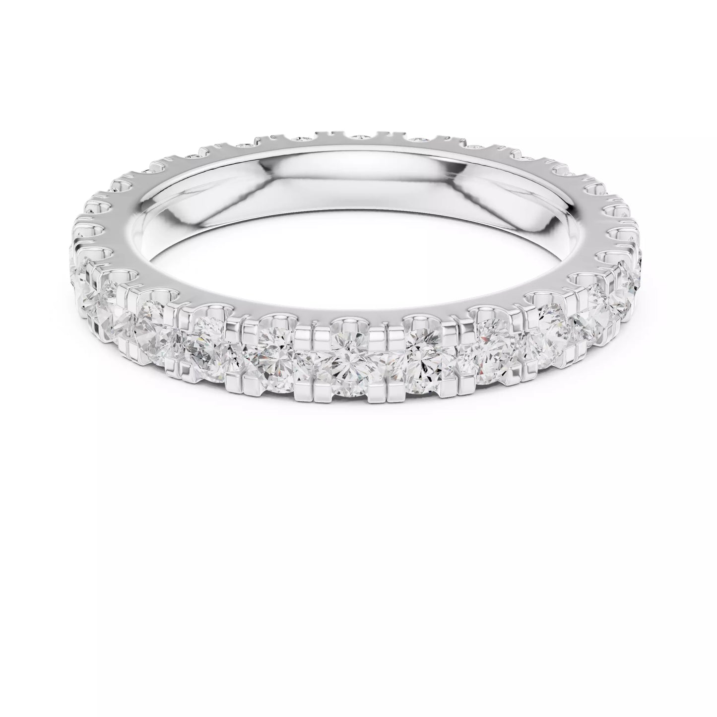 White gold lab-grown diamond eternity ring with VVS–VS+ D–F diamonds in prong setting, modern lab created diamond ring for US buyers #WHITE GOLD