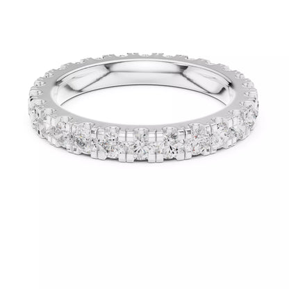White gold lab-grown diamond eternity ring with VVS–VS+ D–F diamonds in prong setting, modern lab created diamond ring for US buyers #WHITE GOLD