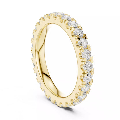 Yellow gold lab-grown diamond eternity ring, round VVS–VS+ D–F diamonds in U‑cut prong setting, fine lab-grown diamond jewelry band #YELLOW GOLD