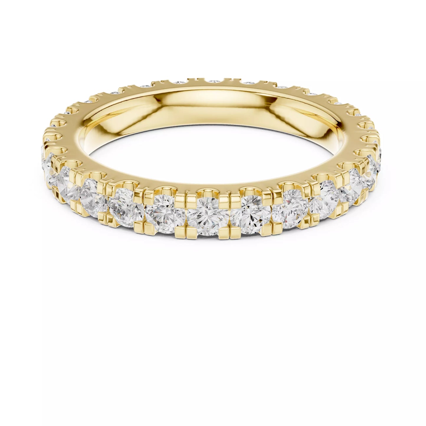 Yellow gold lab-grown diamond eternity ring, round VVS–VS+ D–F diamonds in U‑cut prong setting, fine lab-grown diamond jewelry band #YELLOW GOLD