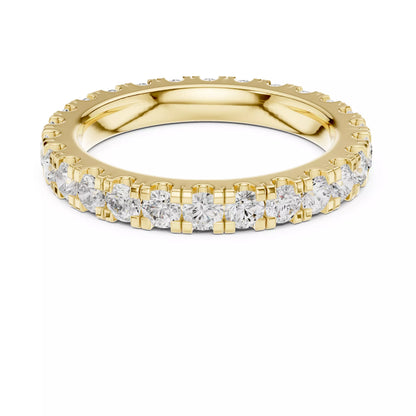 Yellow gold lab-grown diamond eternity ring, round VVS–VS+ D–F diamonds in U‑cut prong setting, fine lab-grown diamond jewelry band #YELLOW GOLD