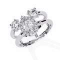 Lumina Triad Lab-Grown Diamond Ring Tri-Stone Halo, Ethical Gold