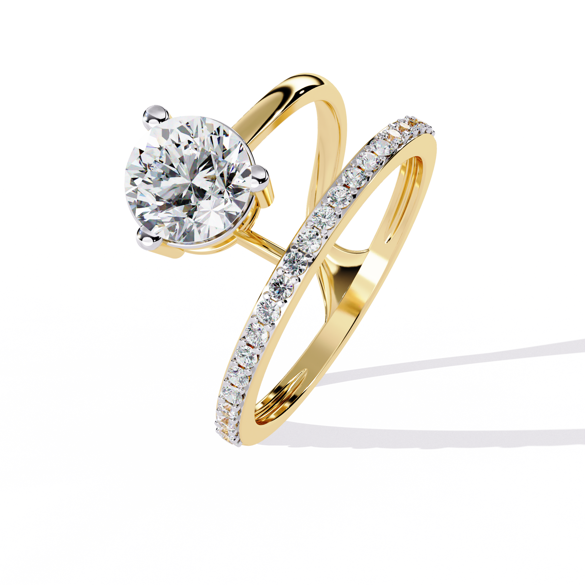 ROUND DIAMOND YELLOW GOLD RING 