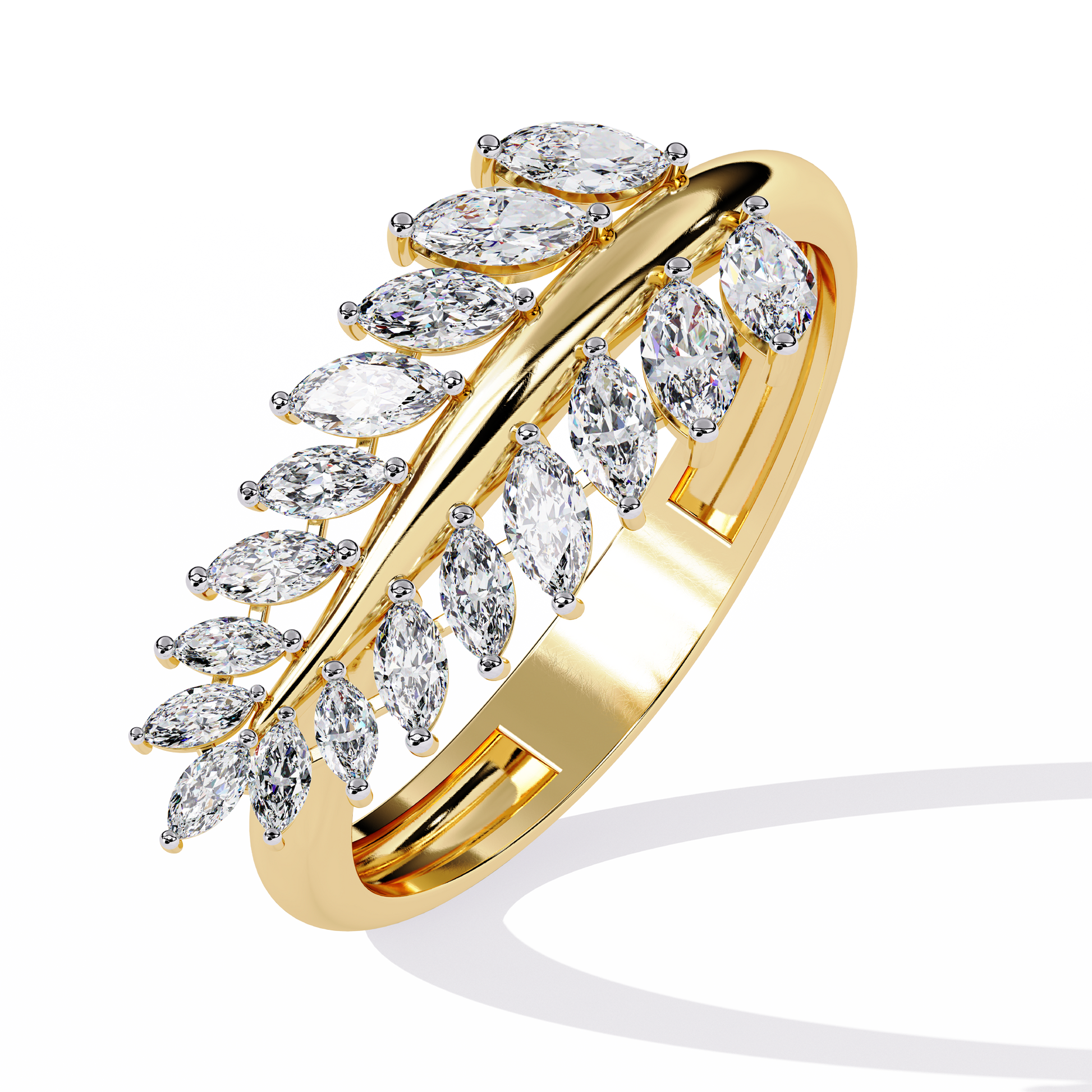 MARQUISE DIAMOND YELLOW GOLD RING 