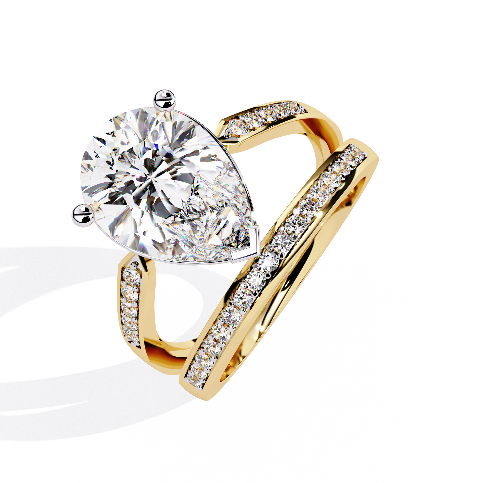PEAR DIAMOND YELLOW GOLD SOLITAIRE RING 