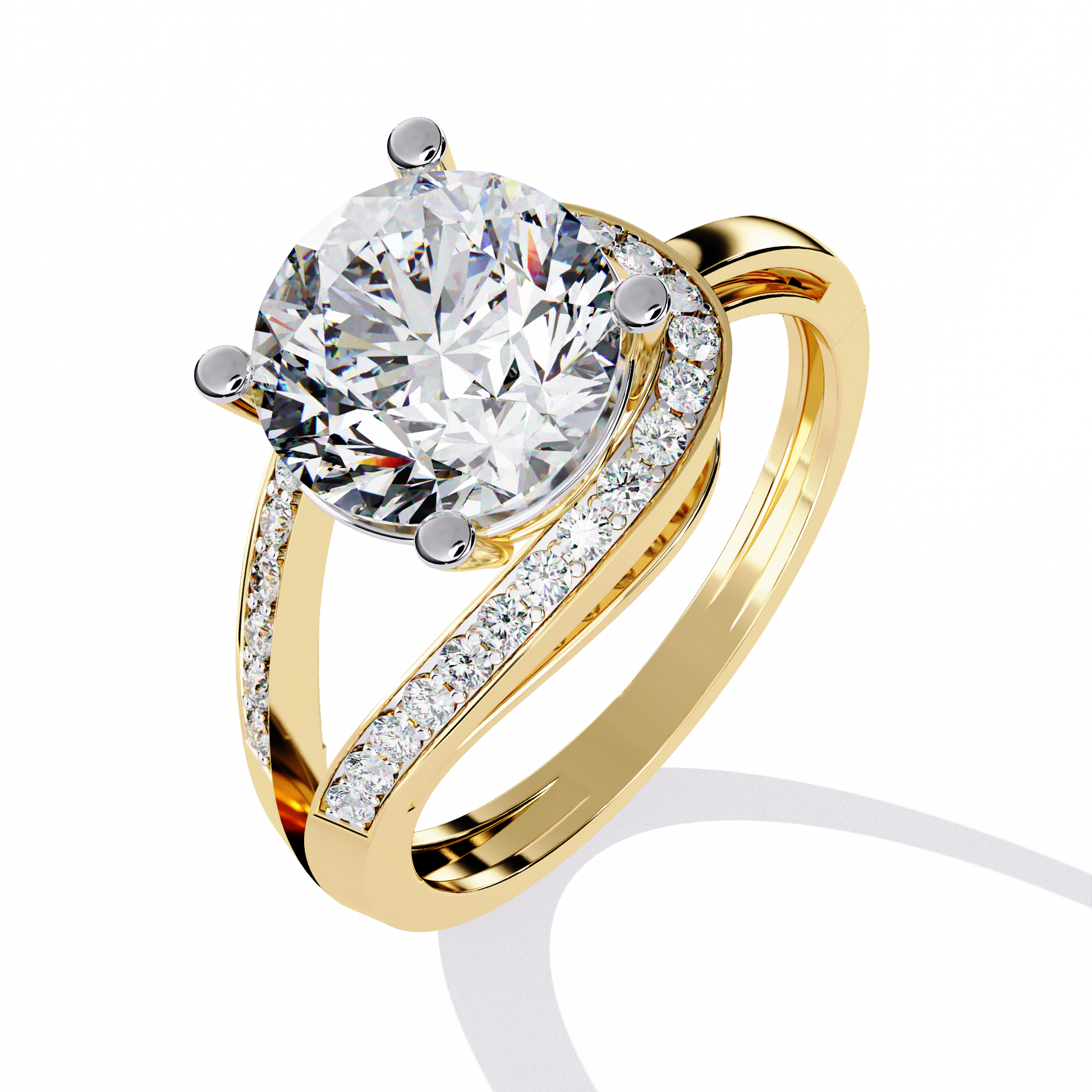 ROUND DIAMOND YELLOW GOLD  SOLITAIRE RING 