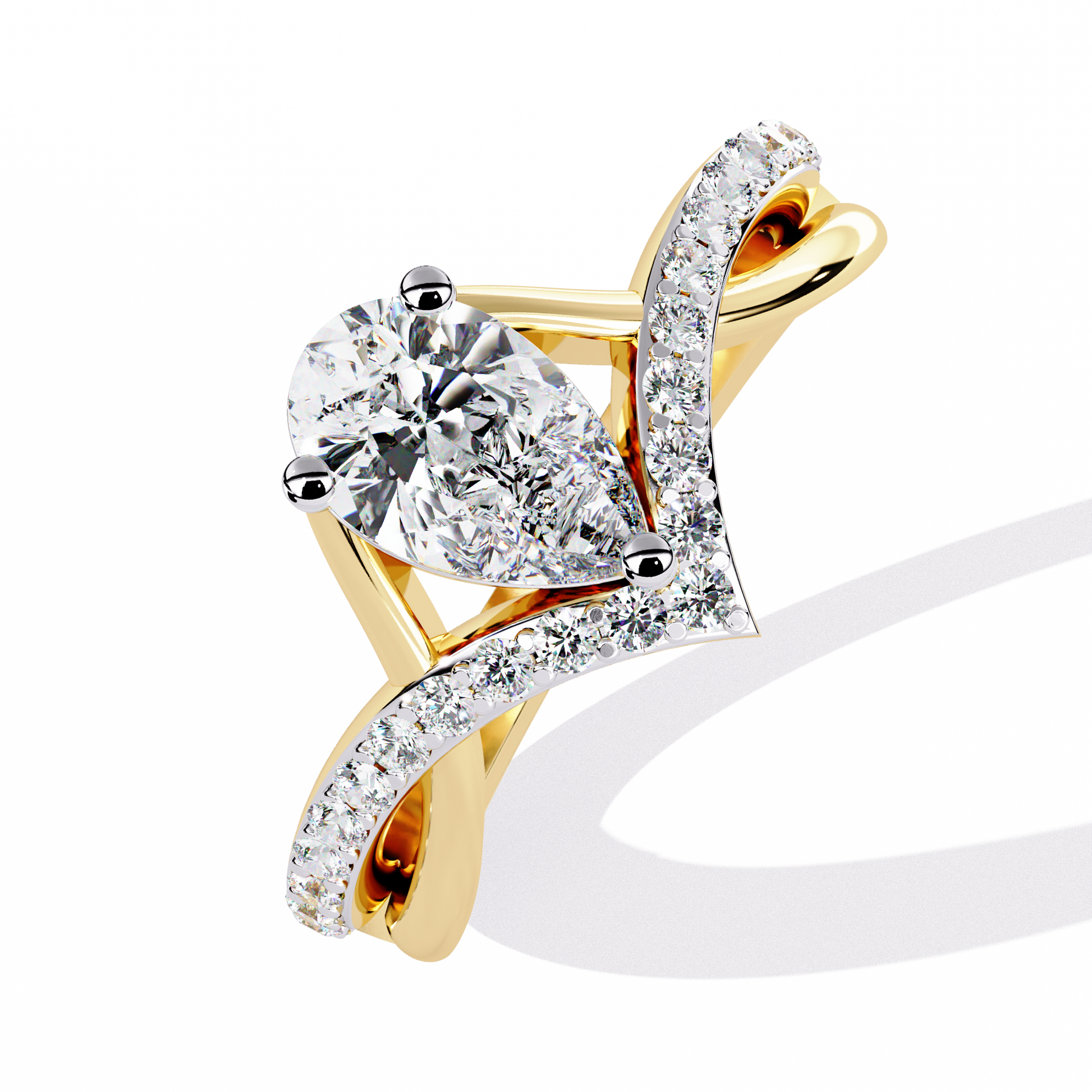 PEAR DIAMOND YELLOW GOLD SOLITAIRE RING 