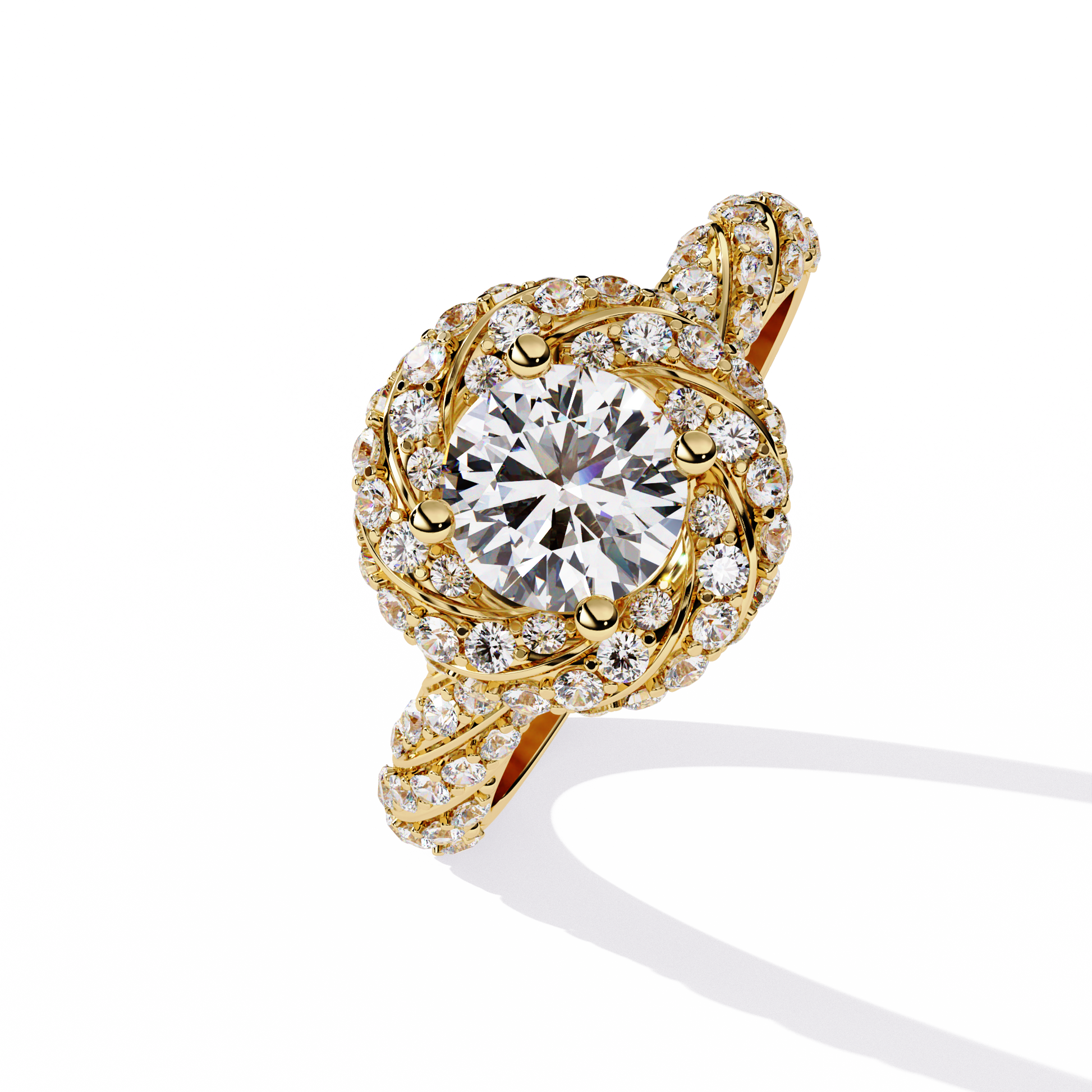 ROUND DIAMOND YELLOW GOLD RING 