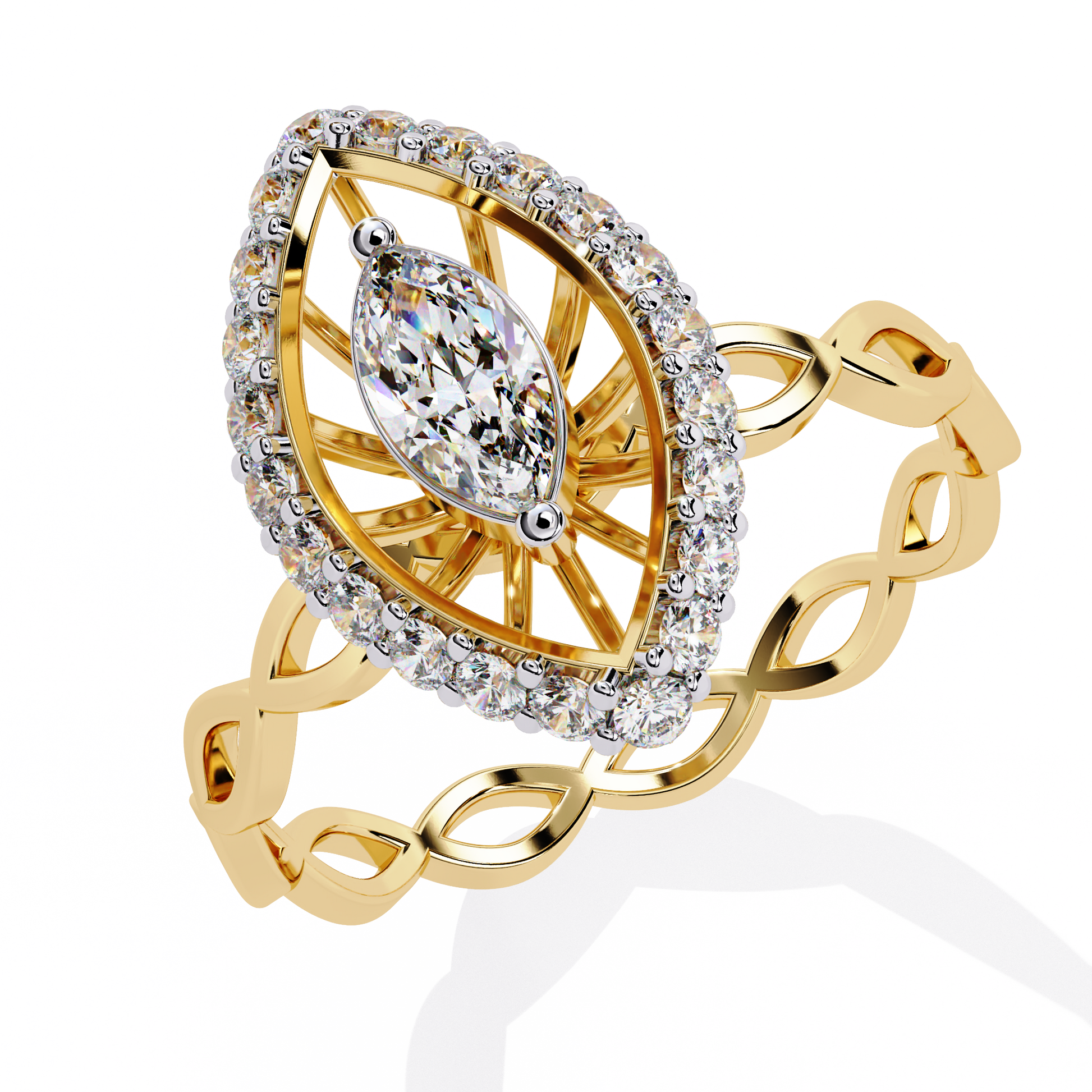 MARQUISE DIAMOND YELLOW GOLD RING 