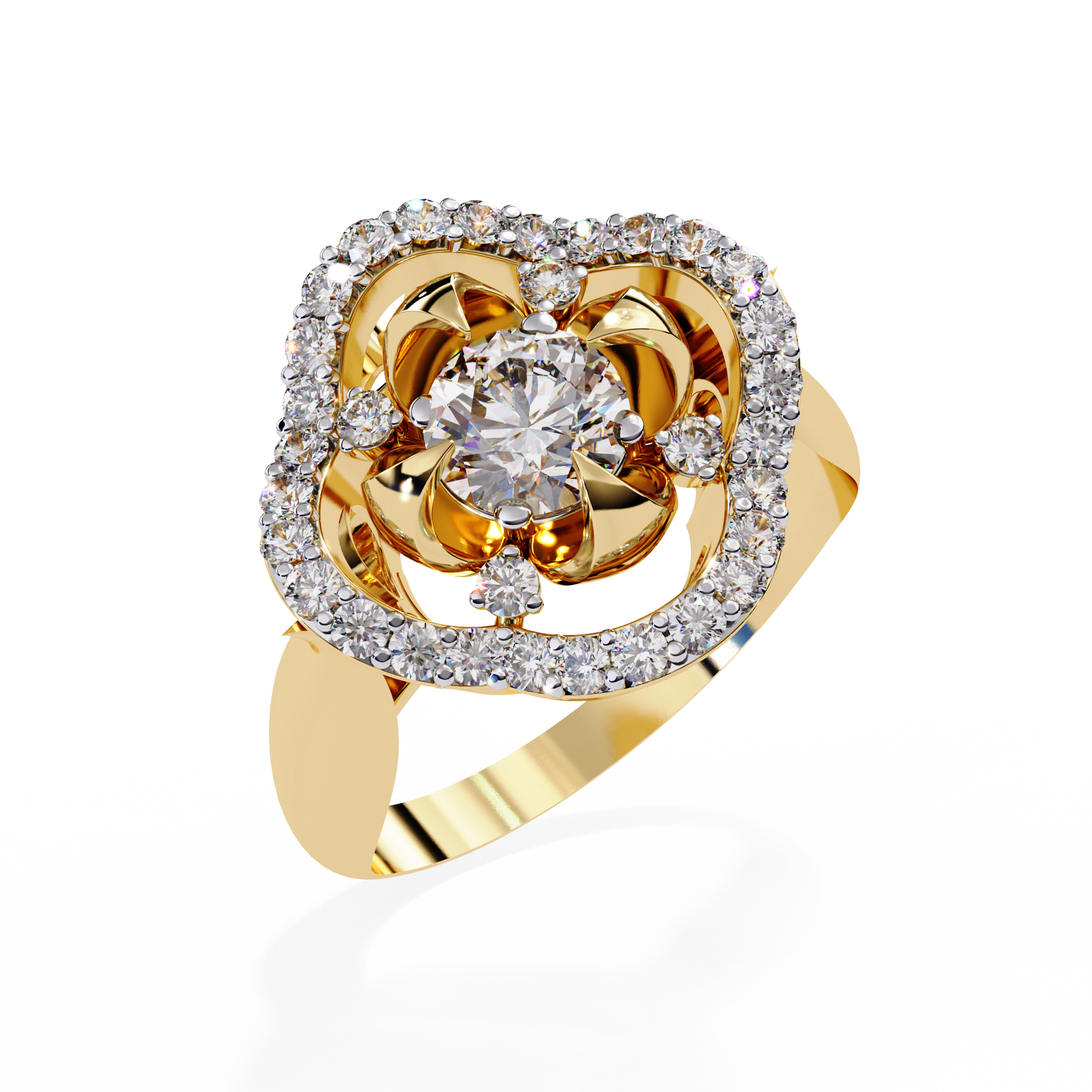 ROUND DIAMOND YELLOW GOLD RING 