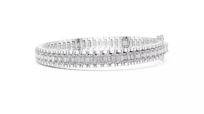 WHITE GOLD LAB-GROWN DIAMOND TENNIS BRACELET FEATURING EMERALD-CUT VVS–VS+ D–F DIAMONDS IN PRONG SETTING AND SECURE CLASP #WHITE GOLD