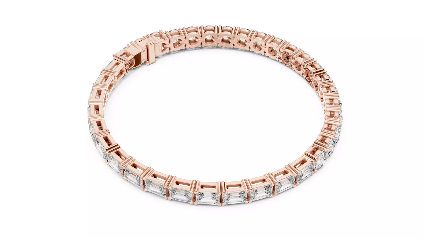 ROSE GOLD MIXED-CUT LAB-GROWN DIAMOND BRACELET FEATURING EMERALD-CUT AND ROUND PRONG SETTINGS, VVS TO VS+ CLARITY D–F COLOR #ROSE GOLD