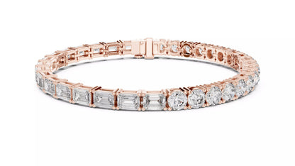 ROSE GOLD MIXED-CUT LAB-GROWN DIAMOND BRACELET FEATURING EMERALD-CUT AND ROUND PRONG SETTINGS, VVS TO VS+ CLARITY D–F COLOR #ROSE GOLD