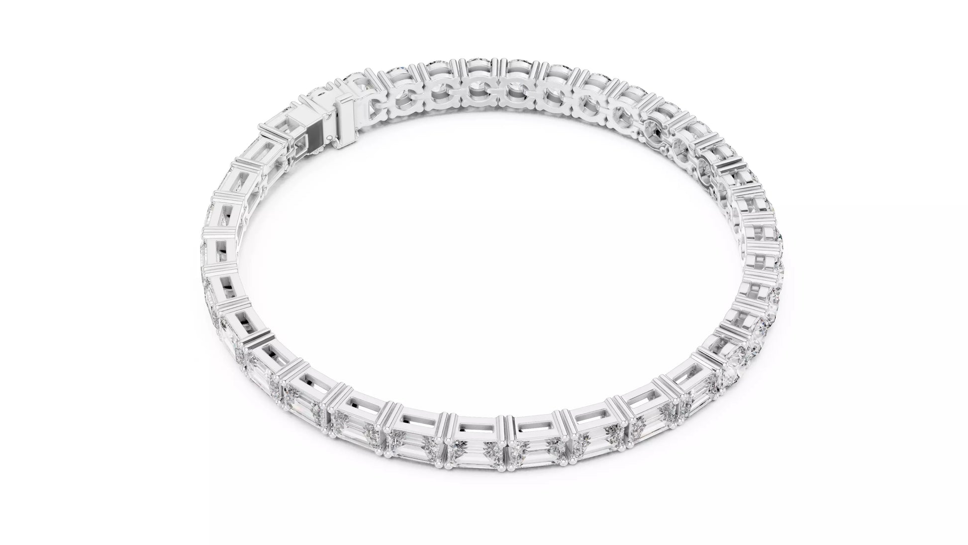 WHITE GOLD LAB-GROWN DIAMOND BRACELET HIGHLIGHTING ROUND BRILLIANT TENNIS DESIGN SECTION, VVS TO VS+ CLARITY D–F COLOR DIAMONDS #WHITE GOLD