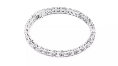 WHITE GOLD LAB-GROWN DIAMOND BRACELET HIGHLIGHTING ROUND BRILLIANT TENNIS DESIGN SECTION, VVS TO VS+ CLARITY D–F COLOR DIAMONDS #WHITE GOLD