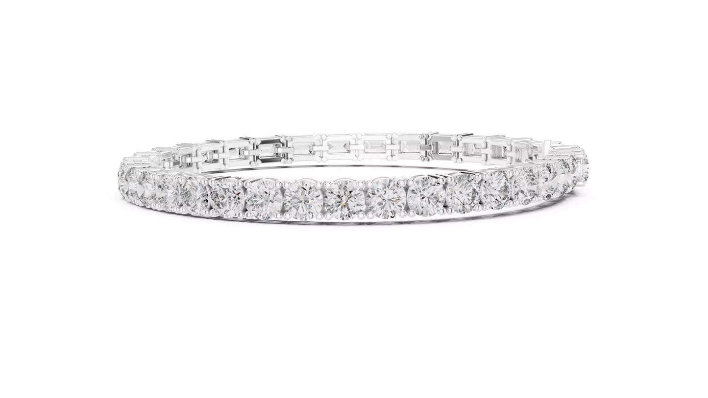 WHITE GOLD LAB-GROWN DIAMOND BRACELET HIGHLIGHTING ROUND BRILLIANT TENNIS DESIGN SECTION, VVS TO VS+ CLARITY D–F COLOR DIAMONDS #WHITE GOLD