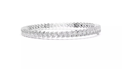 WHITE GOLD LAB-GROWN DIAMOND BRACELET WITH MARQUISE TENNIS DESIGN AND BOX CLASP, LAB-GROWN VVS TO VS+ CLARITY D–F COLOR DIAMONDS #WHITE GOLD