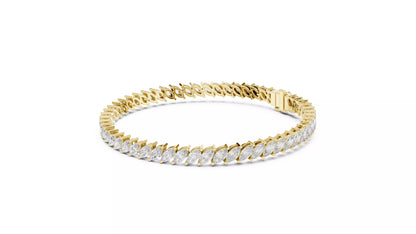 YELLOW GOLD LAB-GROWN DIAMOND BRACELET WITH MARQUISE TENNIS DESIGN, VVS TO VS+ CLARITY D–F COLOR DIAMONDS AND BOX CLASP #YELLOW GOLD