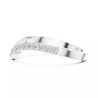 Eternal Chevron V-shaped curved lab-grown diamond ring with round pavé-set diamonds in White Gold featuring D–F color and VVS to VS+ clarity #WHITE GOLD
