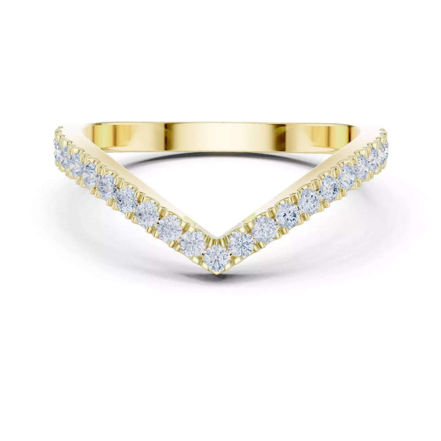 Eternal Chevron chevron V-shaped lab-grown diamond ring with pavé round diamonds in Yellow Gold featuring D–F color and VVS to VS+ clarity #YELLOW GOLD
