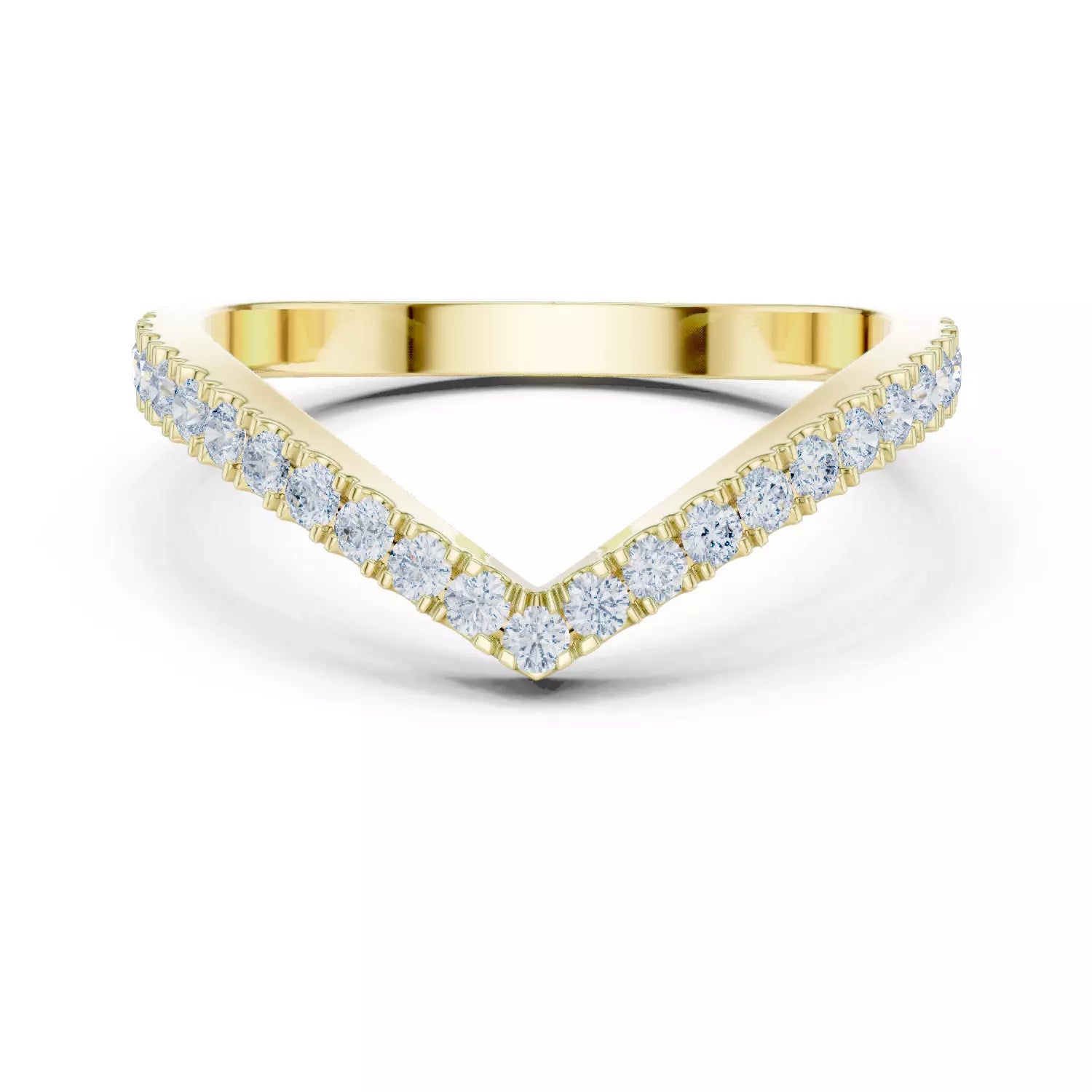 Eternal Chevron chevron V-shaped lab-grown diamond ring with pavé round diamonds in Yellow Gold featuring D–F color and VVS to VS+ clarity #YELLOW GOLD