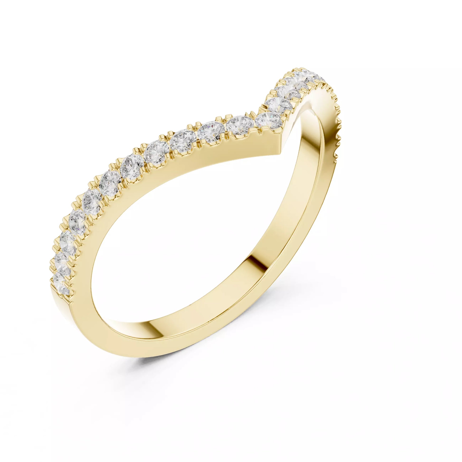 Eternal Chevron chevron V-shaped lab-grown diamond ring with pavé round diamonds in Yellow Gold featuring D–F color and VVS to VS+ clarity #YELLOW GOLD