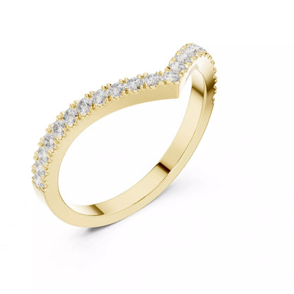 Eternal Chevron chevron V-shaped lab-grown diamond ring with pavé round diamonds in Yellow Gold featuring D–F color and VVS to VS+ clarity #YELLOW GOLD
