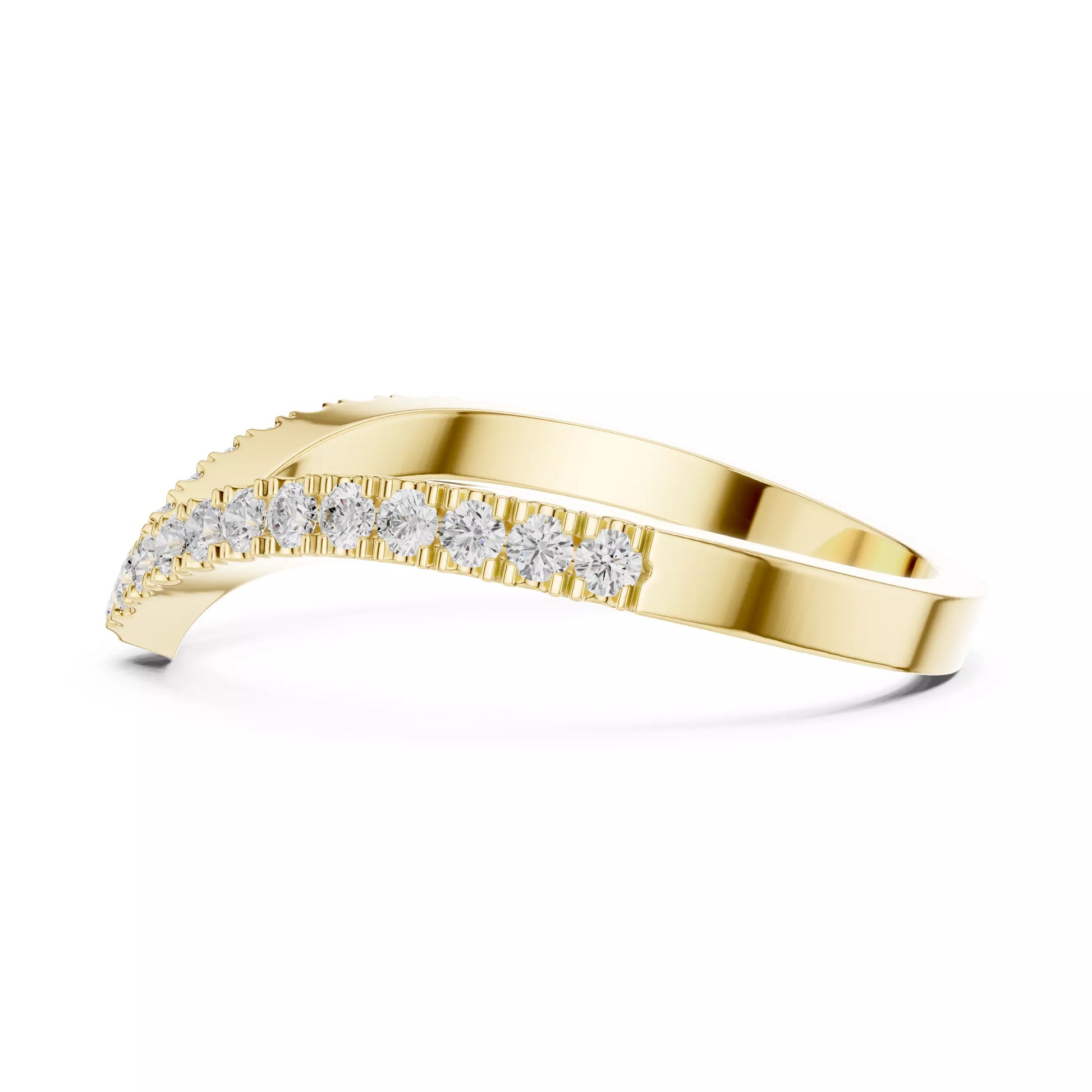 Eternal Chevron chevron V-shaped lab-grown diamond ring with pavé round diamonds in Yellow Gold featuring D–F color and VVS to VS+ clarity #YELLOW GOLD