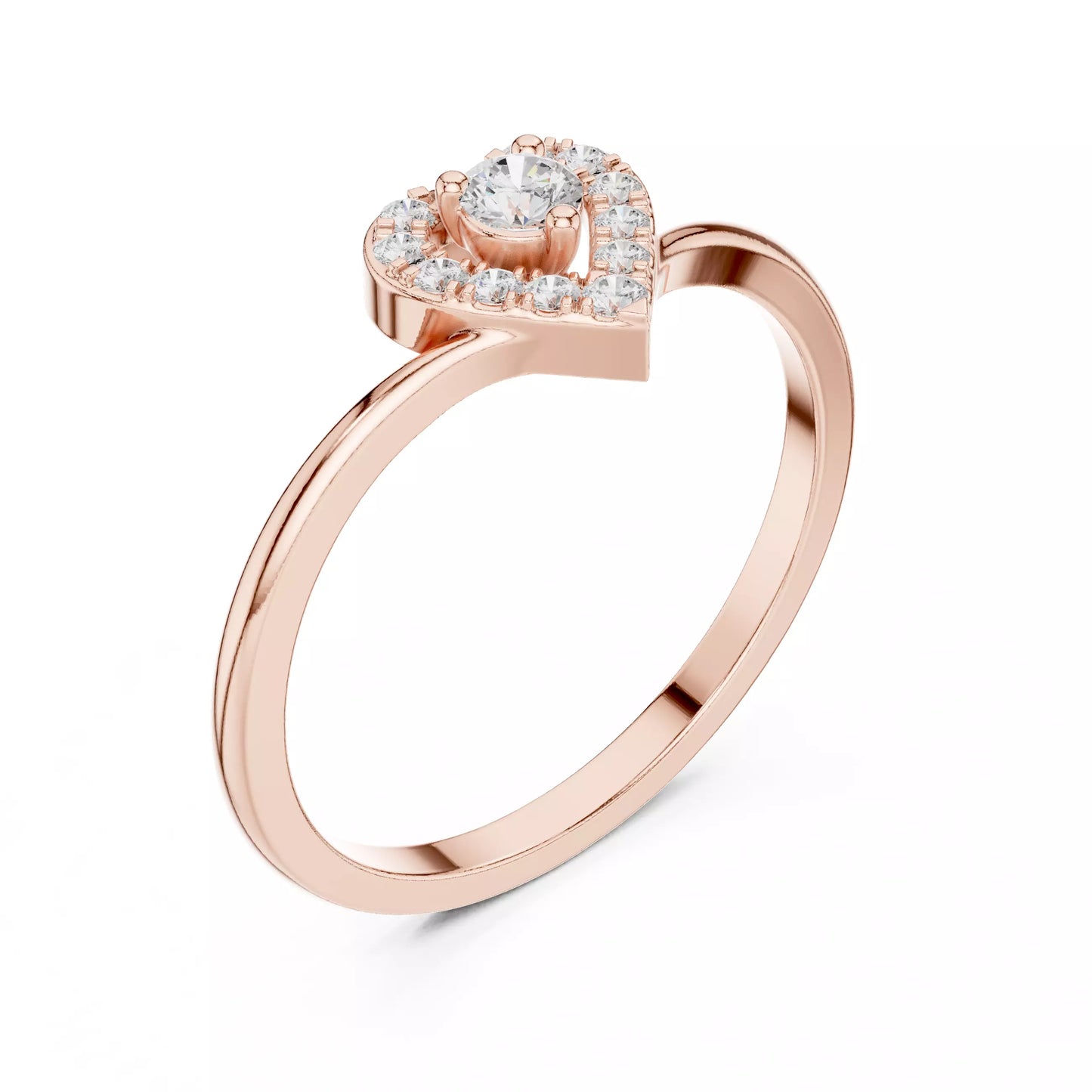 Heart halo ring design, VVS to VS+ clarity, D–F color, Rose Gold finish #ROSE GOLD