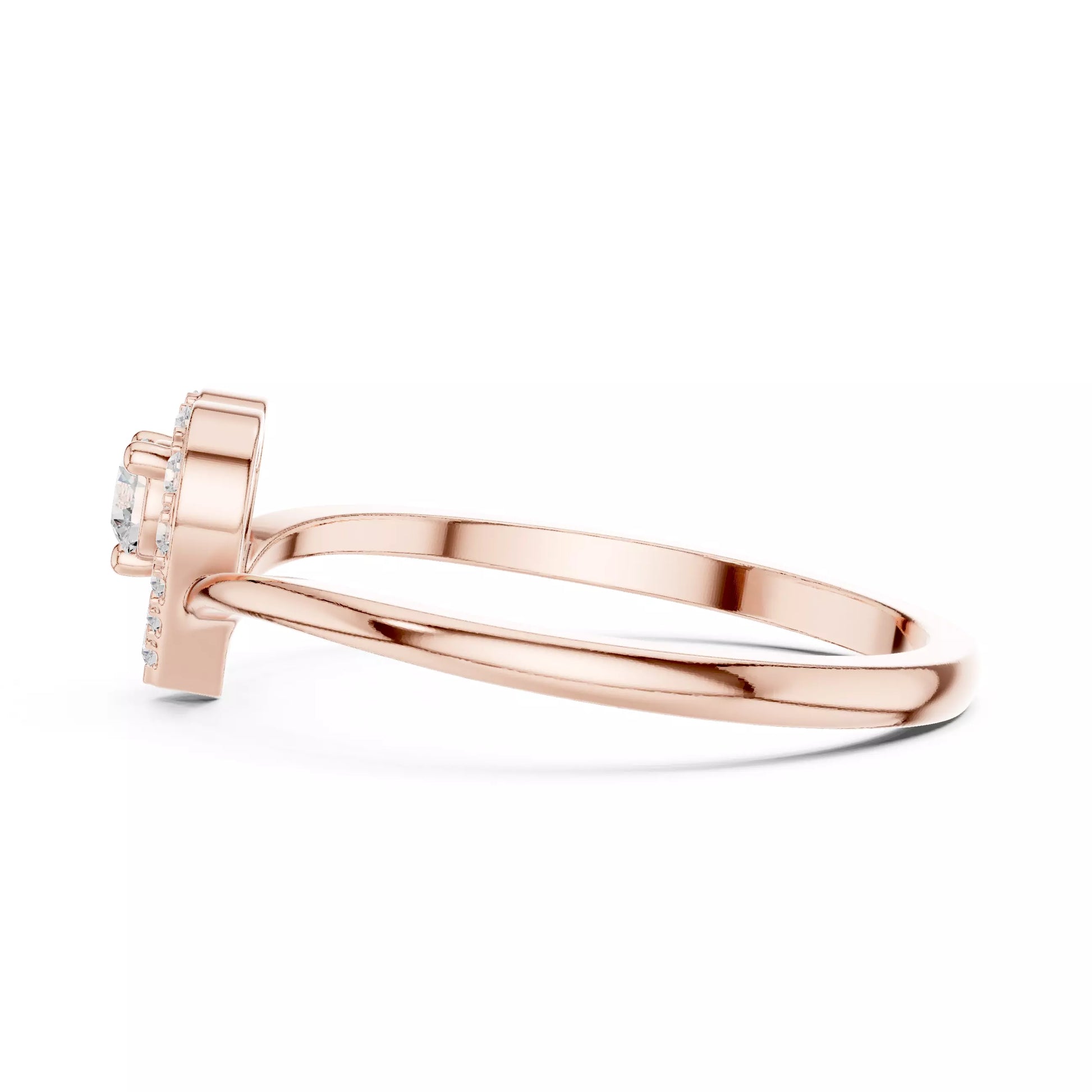 Heart halo ring design, VVS to VS+ clarity, D–F color, Rose Gold finish #ROSE GOLD