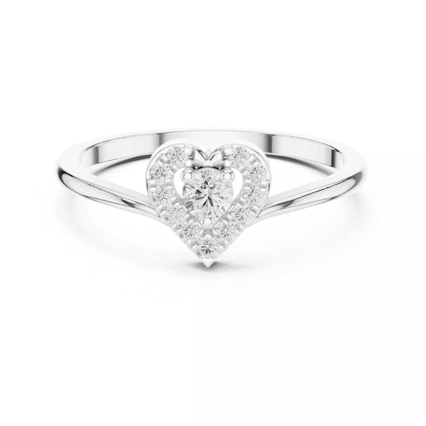 Heart halo ring design, VVS to VS+ clarity, D–F color, White Gold finish #WHITE GOLD