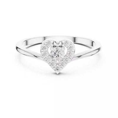 Heart halo ring design, VVS to VS+ clarity, D–F color, White Gold finish #WHITE GOLD