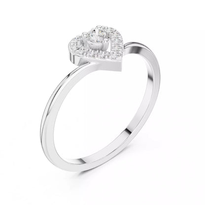 Heart halo ring design, VVS to VS+ clarity, D–F color, White Gold finish #WHITE GOLD