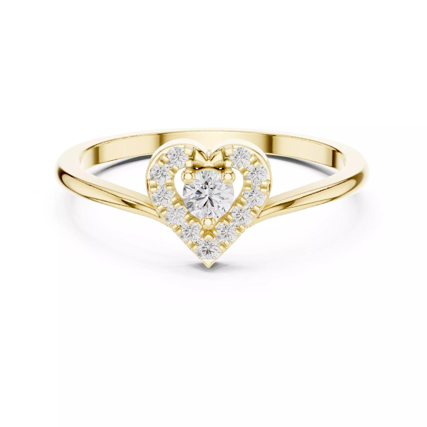 Heart halo design, VVS to VS+ clarity, D–F color, Yellow Gold finish #YELLOW GOLD