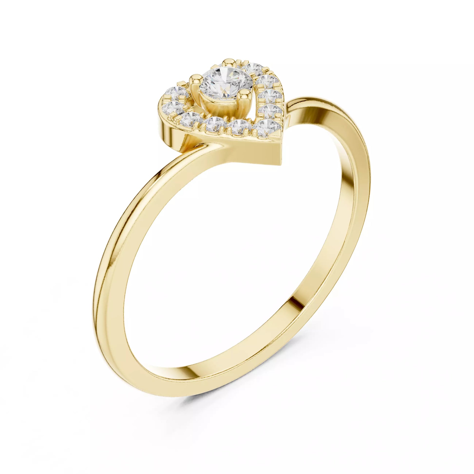 Heart halo design, VVS to VS+ clarity, D–F color, Yellow Gold finish #YELLOW GOLD