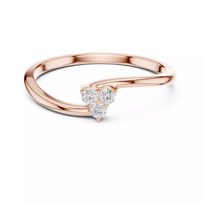 Lab-grown diamond ring with twisted bypass band design, round diamonds, VVS to VS+ clarity, D–F color, Rose Gold #ROSE GOLD