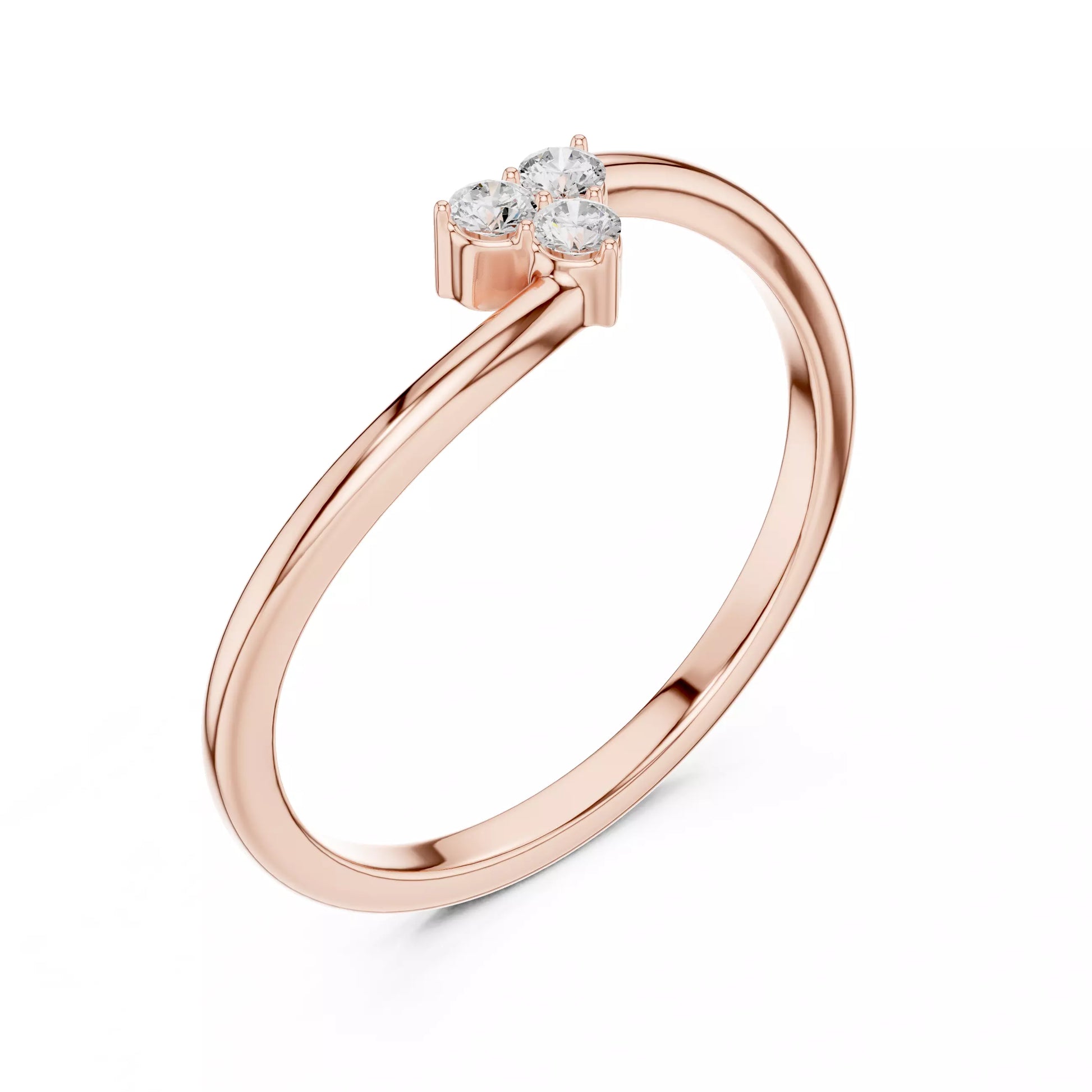 Lab-grown diamond ring with twisted bypass band design, round diamonds, VVS to VS+ clarity, D–F color, Rose Gold #ROSE GOLD