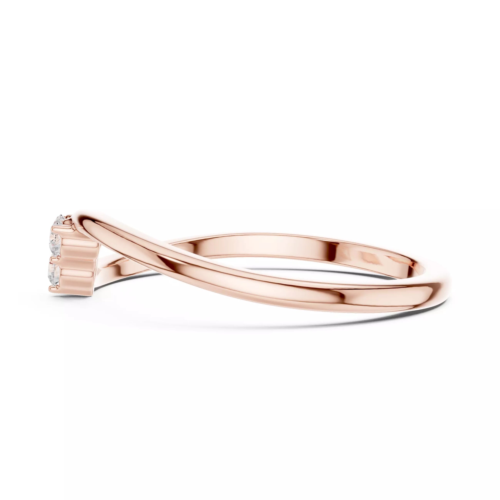 Lab-grown diamond ring with twisted bypass band design, round diamonds, VVS to VS+ clarity, D–F color, Rose Gold #ROSE GOLD
