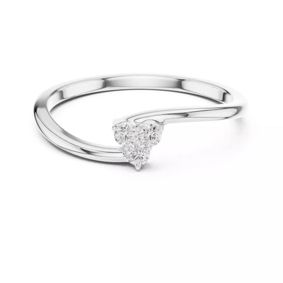 Lab-grown diamond ring with bypass solitaire-inspired design, round diamonds, VVS to VS+ clarity, D–F color, White Gold #WHITE GOLD