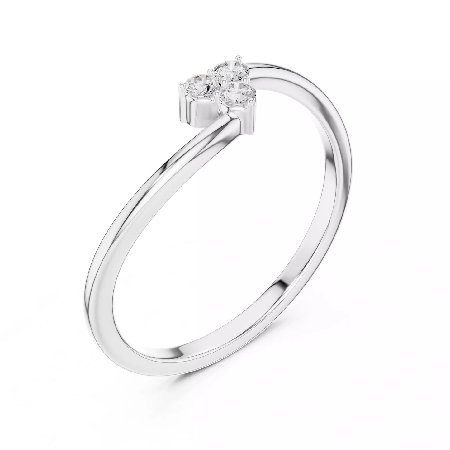Lab-grown diamond ring with bypass solitaire-inspired design, round diamonds, VVS to VS+ clarity, D–F color, White Gold #WHITE GOLD