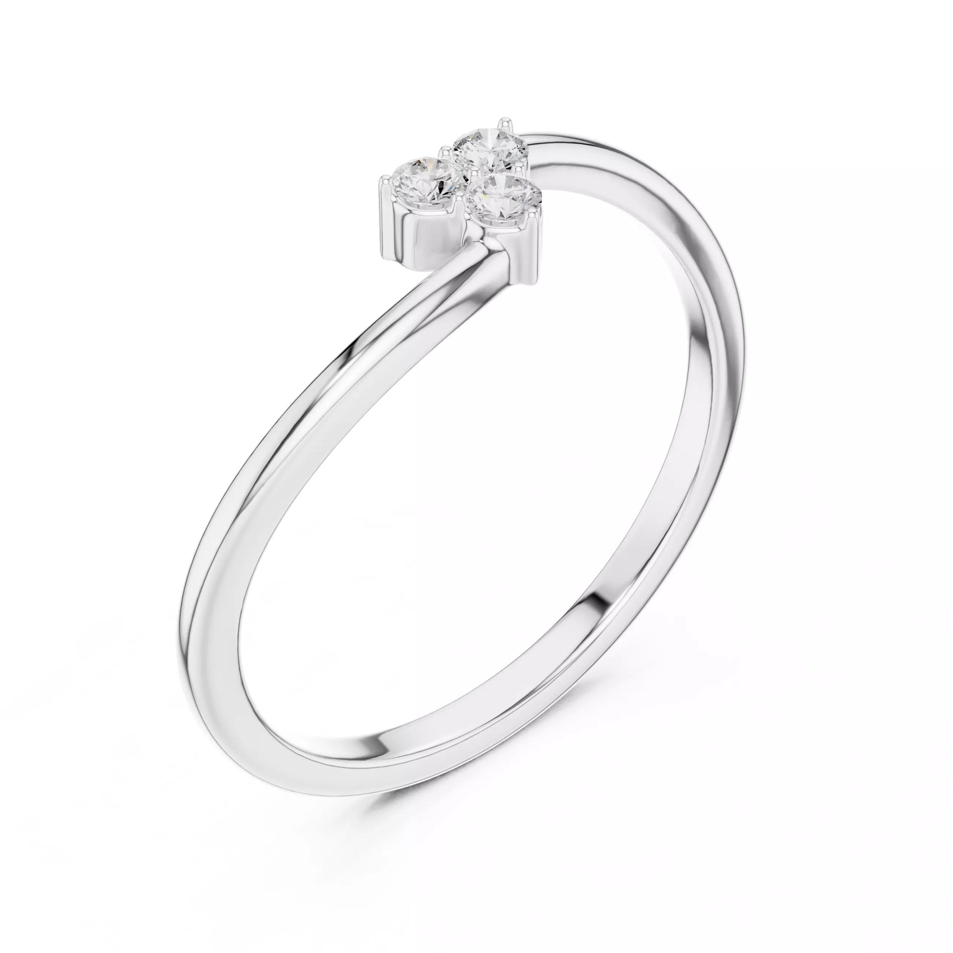 Lab-grown diamond ring with bypass solitaire-inspired design, round diamonds, VVS to VS+ clarity, D–F color, White Gold #WHITE GOLD