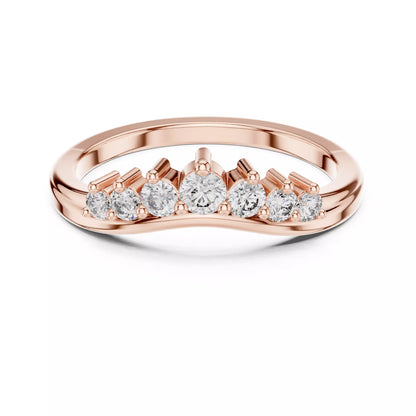Lab-grown diamond ring with curved band design and round diamonds, VVS to VS+ clarity, D–F color, Rose Gold #ROSE GOLD