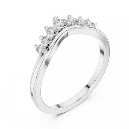 Lab-grown diamond ring with curved band design and round diamonds, VVS to VS+ clarity, D–F color, White Gold #WHITE GOLD