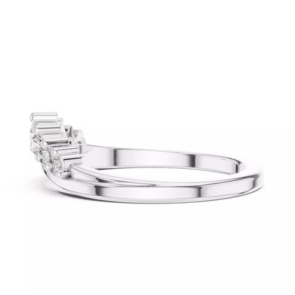 Lab-grown diamond ring with curved band design and round diamonds, VVS to VS+ clarity, D–F color, White Gold #WHITE GOLD